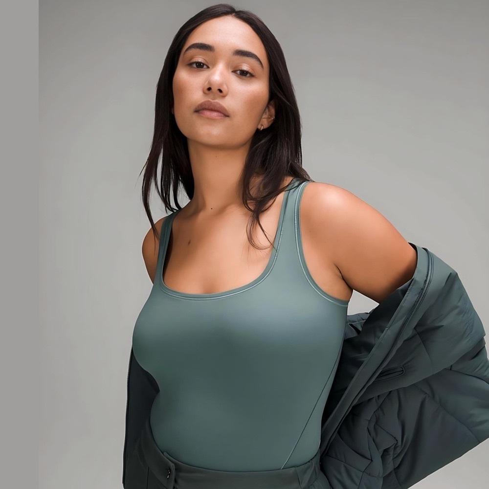 Lululemon Wundermost Square Neck Nulu Bodysuit Sleeveless Forest Green 1x Nwt